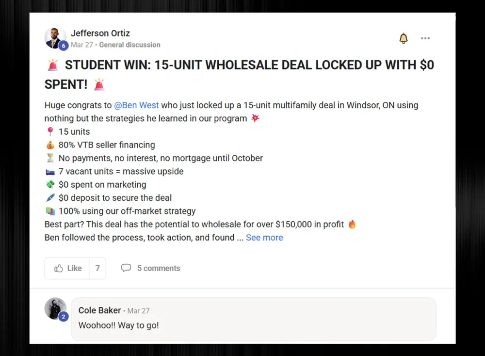 15-unit multifamily deal locked up in Windsor, ON with $0 spent on marketing.