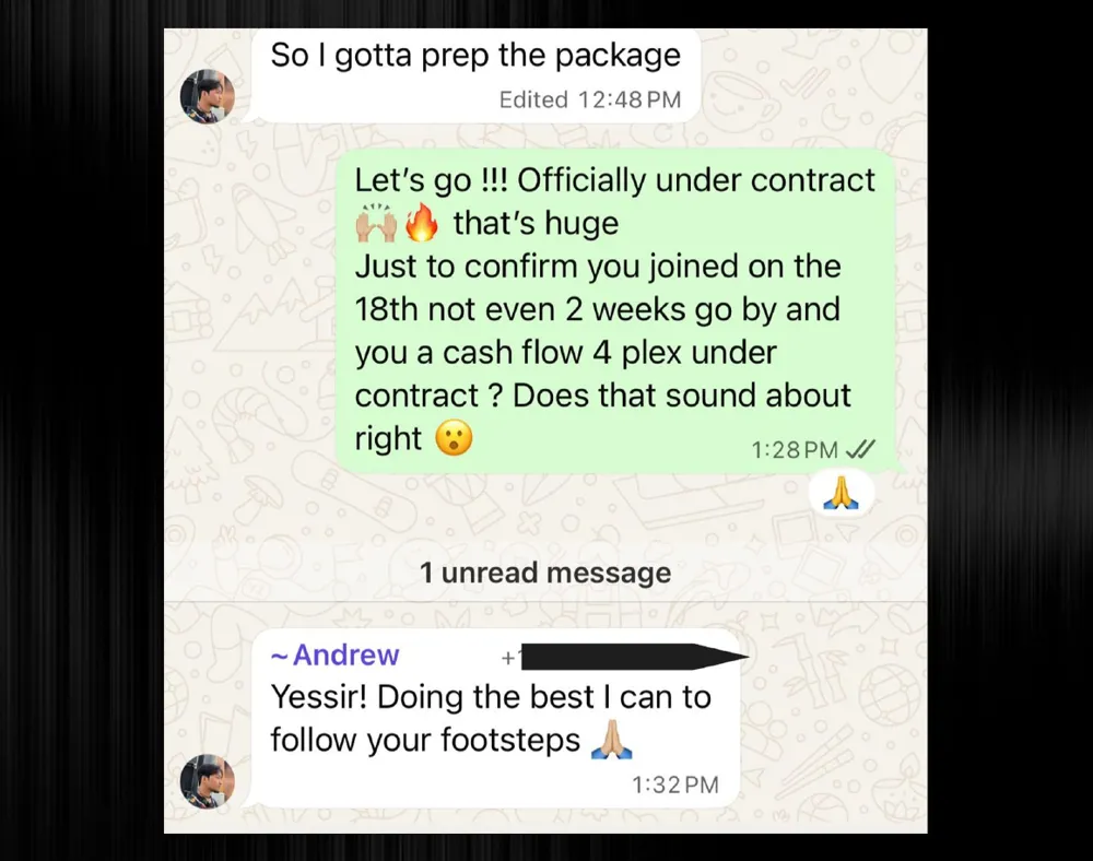 “Officially under contract”, a cash-flow 4-plex, two weeks after joining.